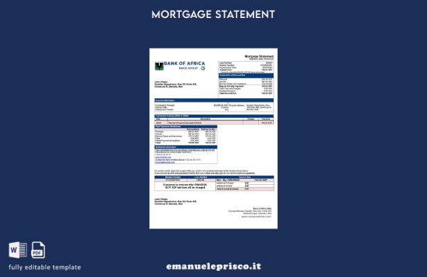 stile verificato Dichiarazione del mutuo della Mali Bank of Africa Mali Modello 